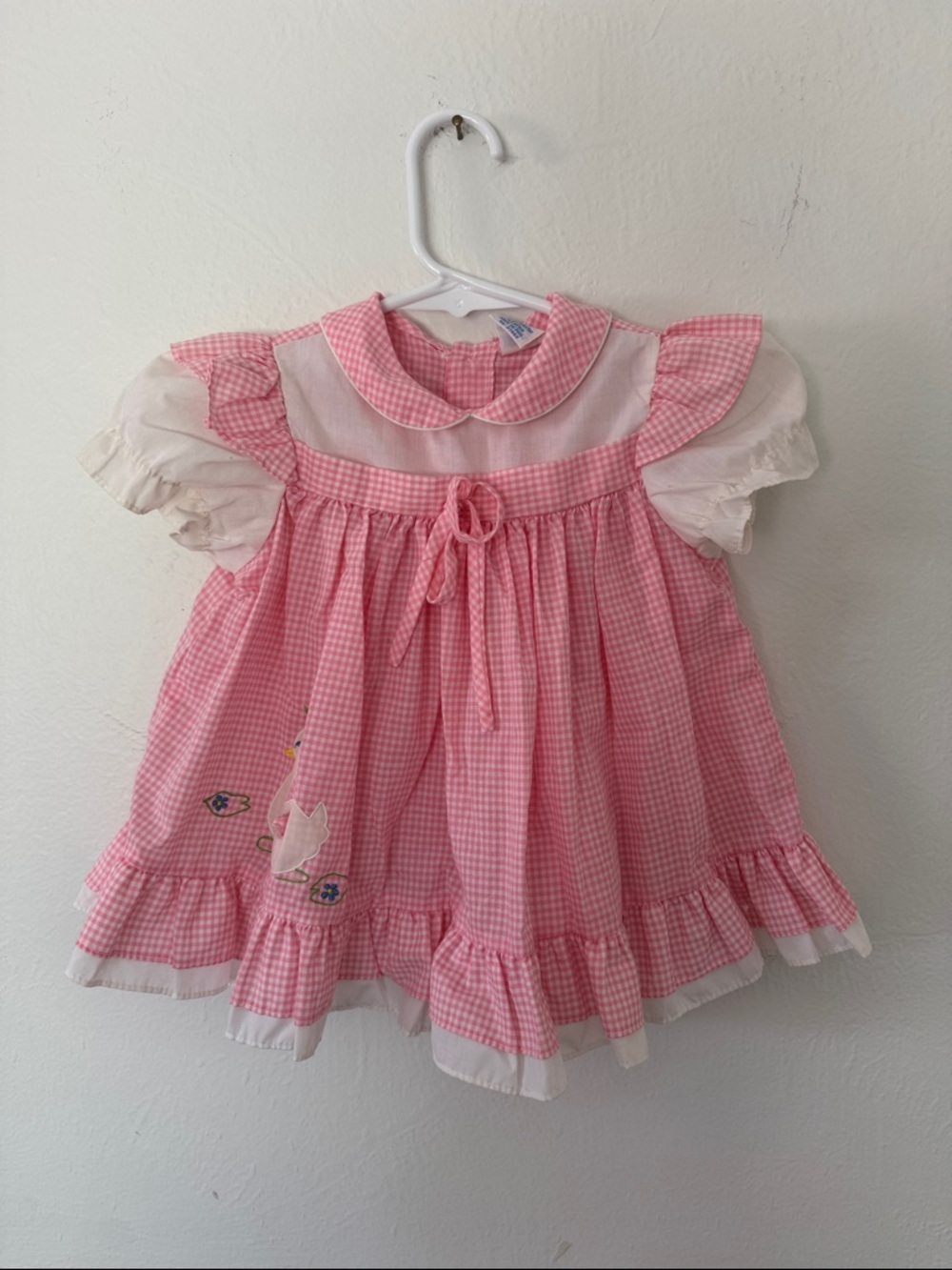 Little SetPink Gingham Baby Dress with Ruffle Collar